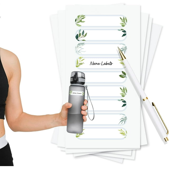 shiyou-ThreeKin Waterproof Labels for Bottles & Containers - 72 Custom Stickers | All-Purpose & Personalizable | Dishwasher, Freezer & Microwave Safe | BPA-Free | USA-Owned (Greenery)