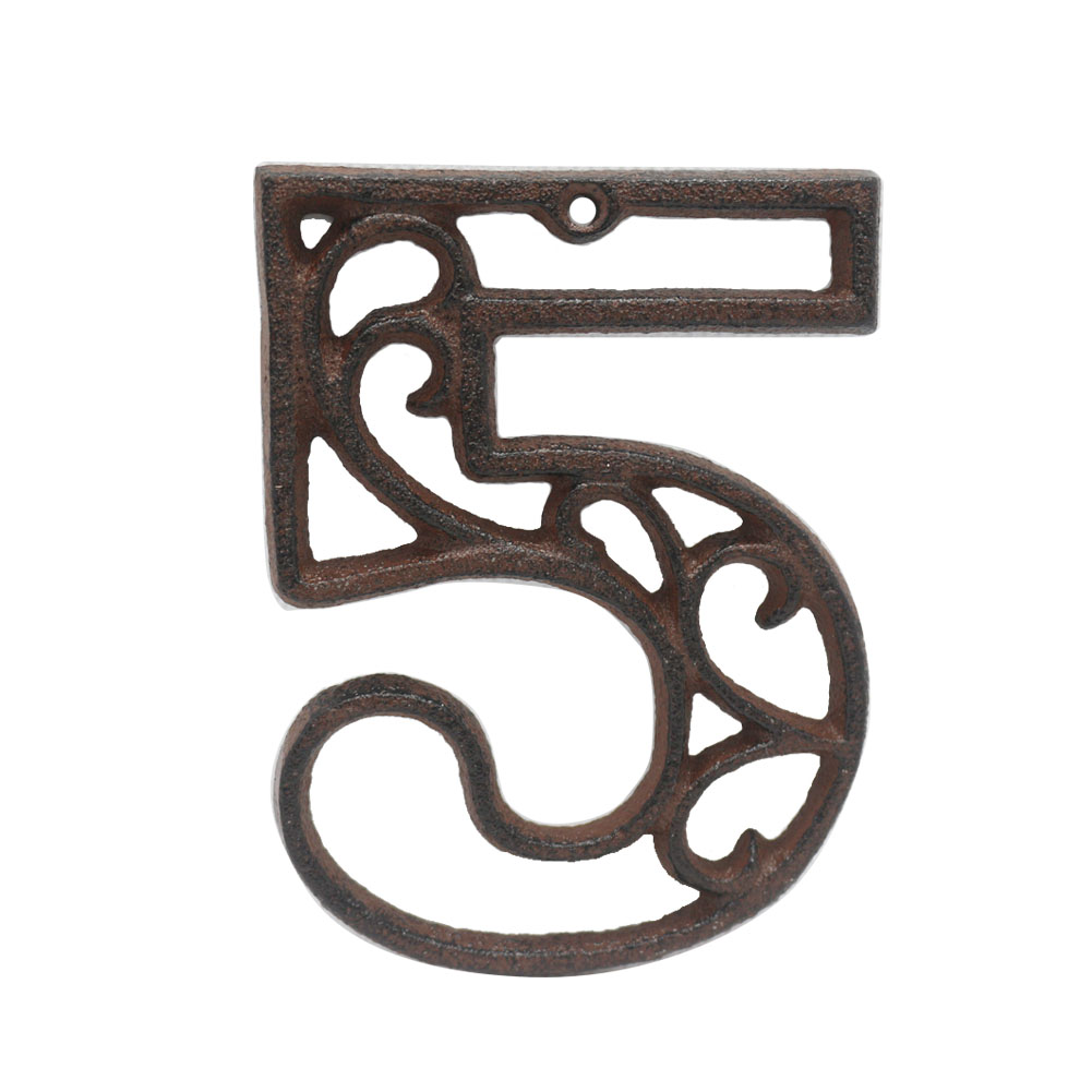 Decorative Vintage Cast Iron Metal House Numbers 4.3-Inch Rustic Hollowed Arabic Numbers 0 to 9 Cast Metal Address Number Home Garden Yard Mailbox Hanging Wall Sign Letters Decor(5) - image 1 of 5