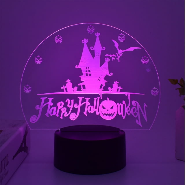 Luz LED nocturna Happys Halloween 3D que cambia de color para niños