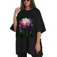 thumbnail image 4 of Plus Size Shirt for Women Black Tops for Women Short Sleeves Shirt for Women Mountain T Shirt Crewneck Shirt for Women XL, 4 of 5