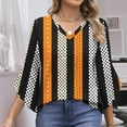 thumbnail image 3 of Oplxuo 3/4 Length Sleeve Womens Tops Double Layered Dressy Casual Business Work Blouses V Neck Office Tunic Shirts, 3 of 7