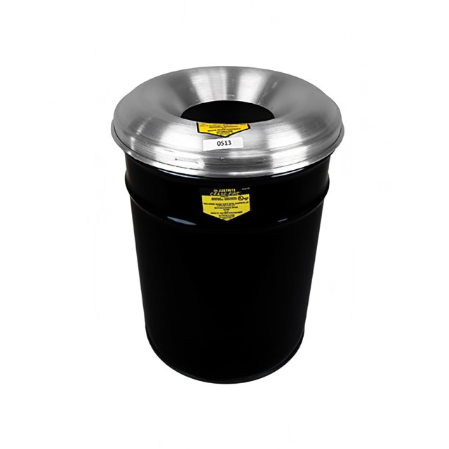 Justrite 26615K Réceptacle de Déchets de Sécurité 15 Gallons avec Tête en Aluminium - Acier, Noir