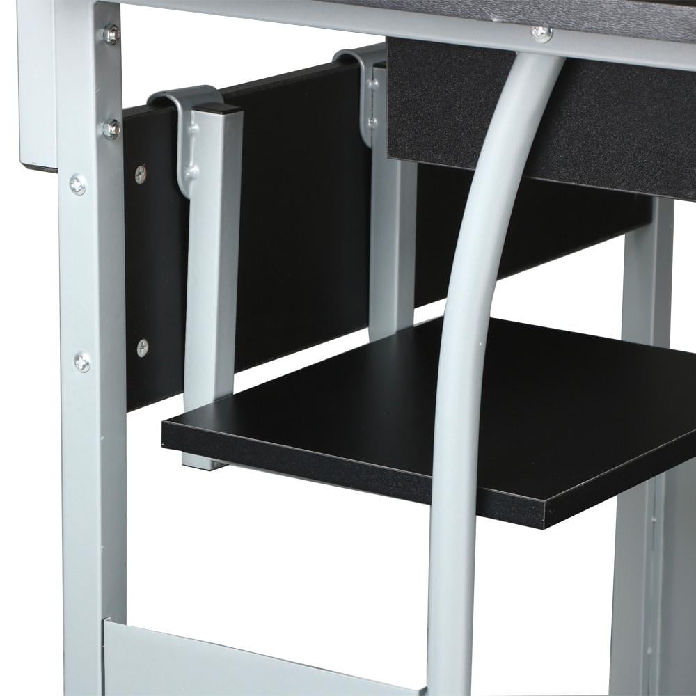 Topeakmart Rolling Computer Desk w/ Printer Shelf & Keyboard Tray, Black