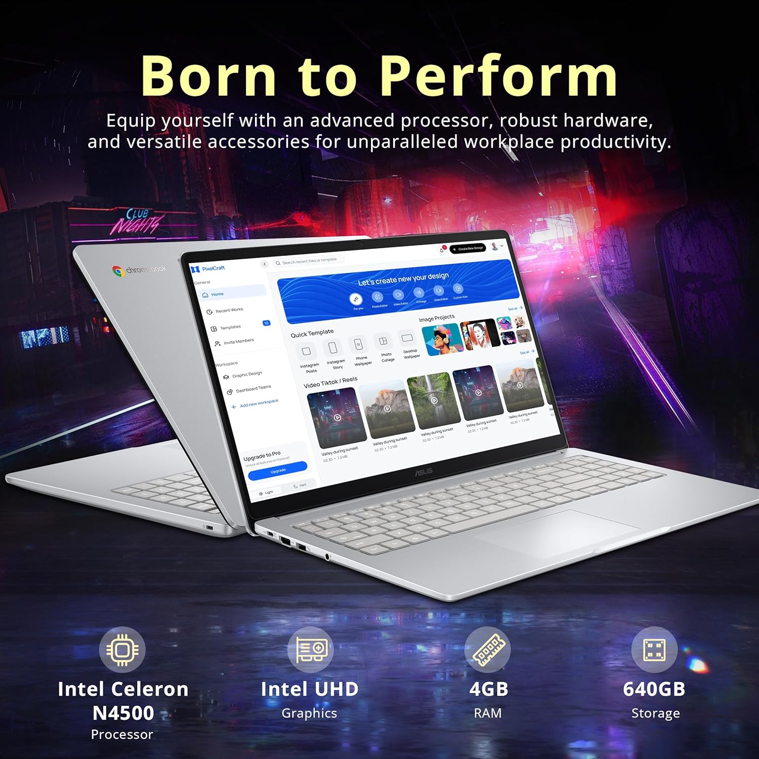 ASUS Chromebook CX15 15.6" FHD IPS Laptop, Intel Celeron N4500, 4GB RAM, 640GB Storage (128GB eMMC+512GB Docking Station Set), Intel UHD Graphics, Number Pad, Webcam, WiFi 6, Chrome OS, Pure Gray