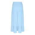 thumbnail image 5 of Ecqkame Women's High Waist Tiered Skirt Fashion Trendy Side Slit Elastic High Waisted Ruffle Skirts Summer Casual Solid Color Flowy Vacation Long Skirts Light Blue XXL, 5 of 7