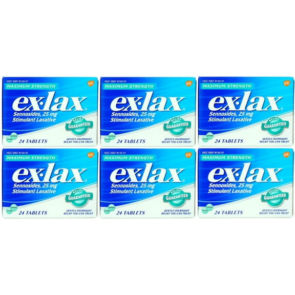 Ex-Lax Pills Maximum Strength Stimulant Laxative, 24 ea (Pack of 6)