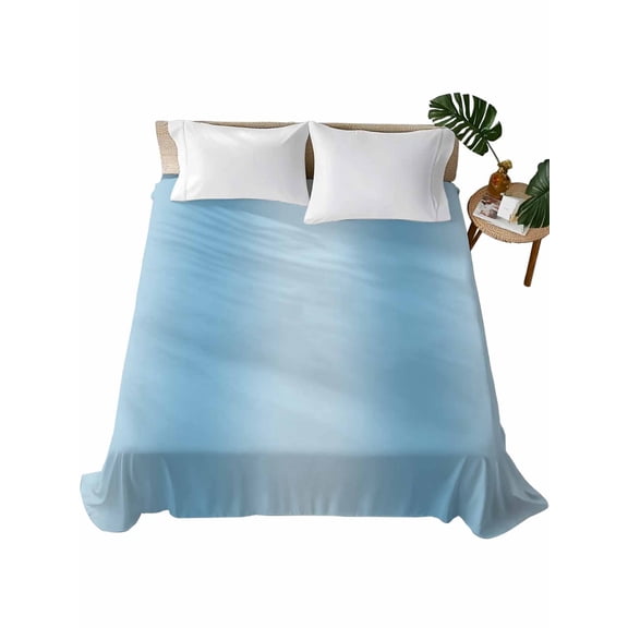 Blue Ombre Flat Sheets Only California King Size, Soft Breathable Bed Top Sheets for Mattress, Modern Abstract Art Farmhouse Gradient Luxury Bedding Flat Sheets for Home Hotel Bedroom Bed Protection