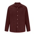 thumbnail image 6 of Xyxonk Shirts for Men Casual Button Down Collar T Shirt Corduroy Fall Winter Collar Long Sleeve Henly Shirts Lightweight Solid Color Shirts Clothing Wine L, 6 of 6