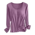 thumbnail image 1 of Built In Bra T Shirt For Womens Padded Long Sleeve Tops Active Blouses Soft Pajama Casual Shirts For Workout, 1 of 5