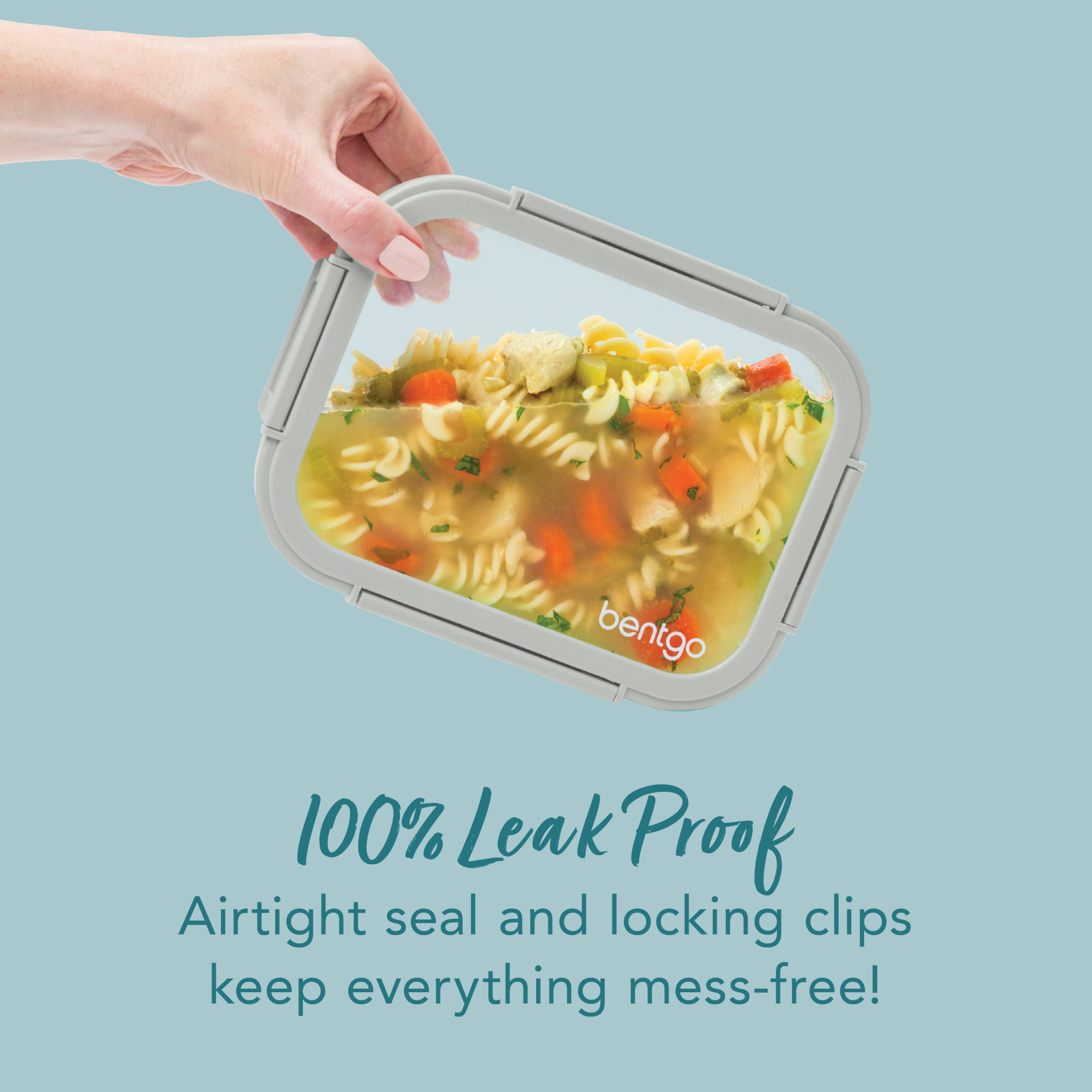 Bentgo® Glass Leak-Proof Food Storage 4-Piece Set (Two 6.3 Cup Containers) Durable 1-Compartment Food Storage Containers & Airtight Locking Lids (Pebble/Stone)
