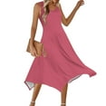 thumbnail image 4 of Dvprdro Women's Summer Tank Dress Fashion Solid Crew Neck Sleeveless A Line Flowy Casual Loose Beach Midi Dress, 4 of 5