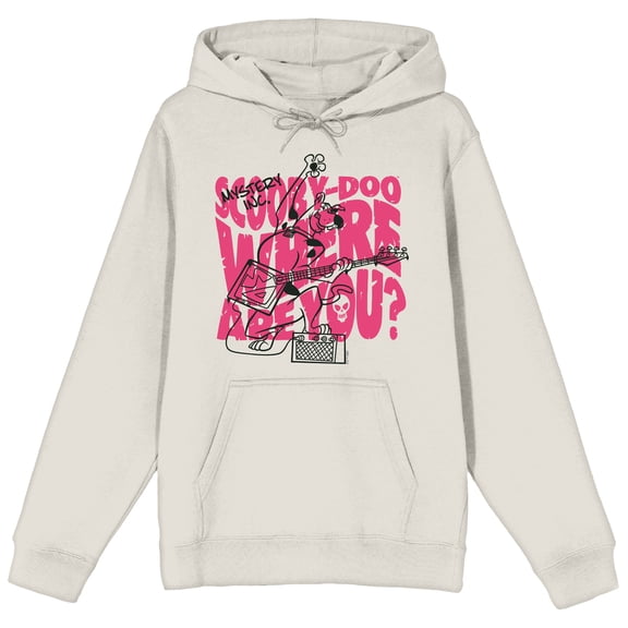 Scooby-Doo Where Are You Character Outline Long Sleeve Adult Sand Hooded Sweatshirt-Medium