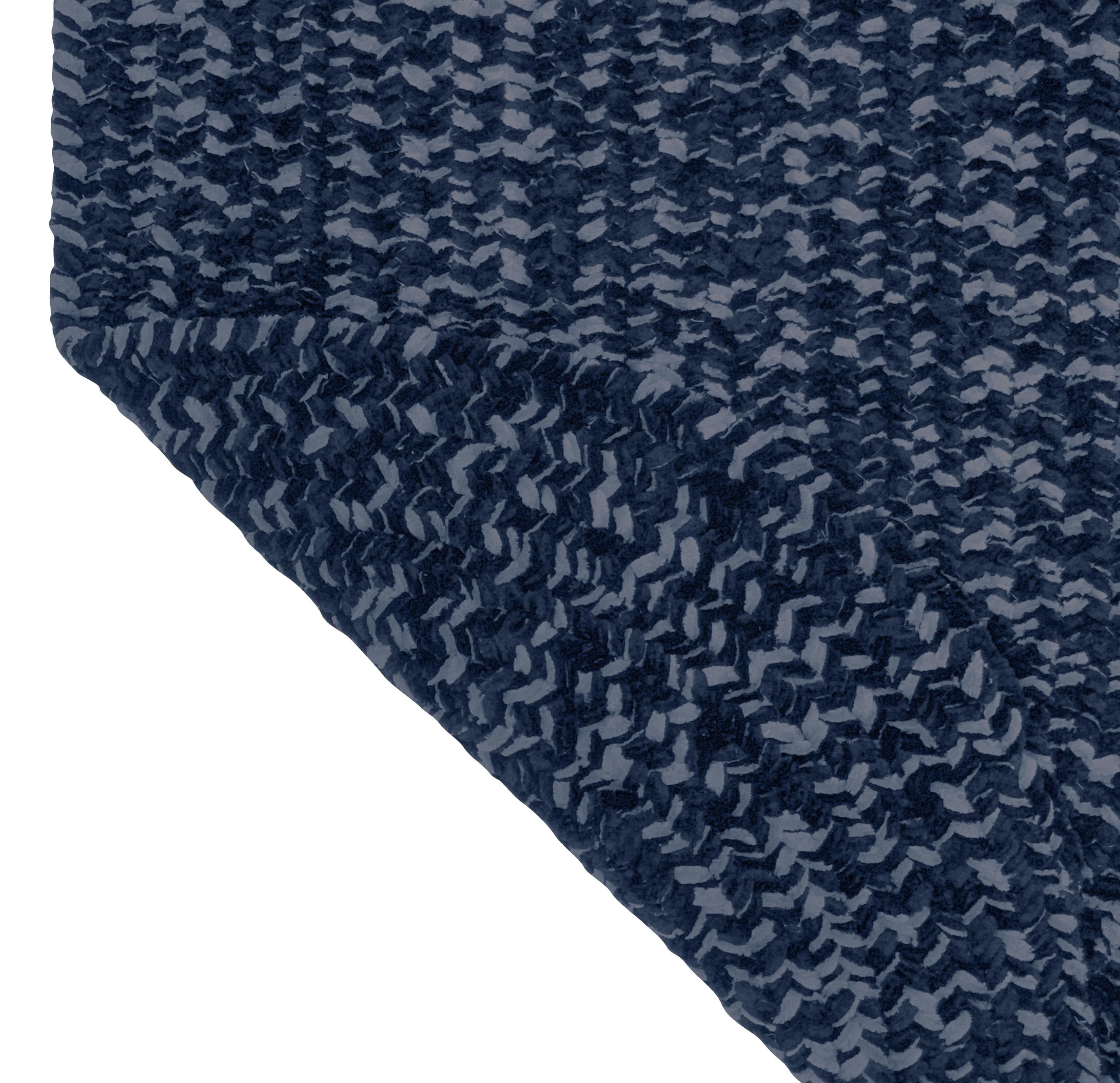 Better Trends 60" Square Braided Rug 100% Polyester Durable and Stain Resistant Reversible Indoor Area Utility Rug, Chenille Tweed Collection - Navy & Smoke Blue