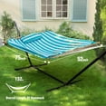 thumbnail image 3 of Zupapa Double Outdoor Hammock with Stand, 2 Persons Cotton Rope Hammock with Polyester Pad and Pillow for Backyard Porch Patio Garden, 3 of 8