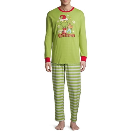 Matching Family Christmas Pajamas Men's Grinch, 2-Piece Pajama Set