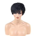 thumbnail image 2 of Peluca Corta De Cabello Humano Real Para "con Flequillo Negro Recto Natural Yuyangstore Peluca de pelo de mujer de moda, 2 of 8