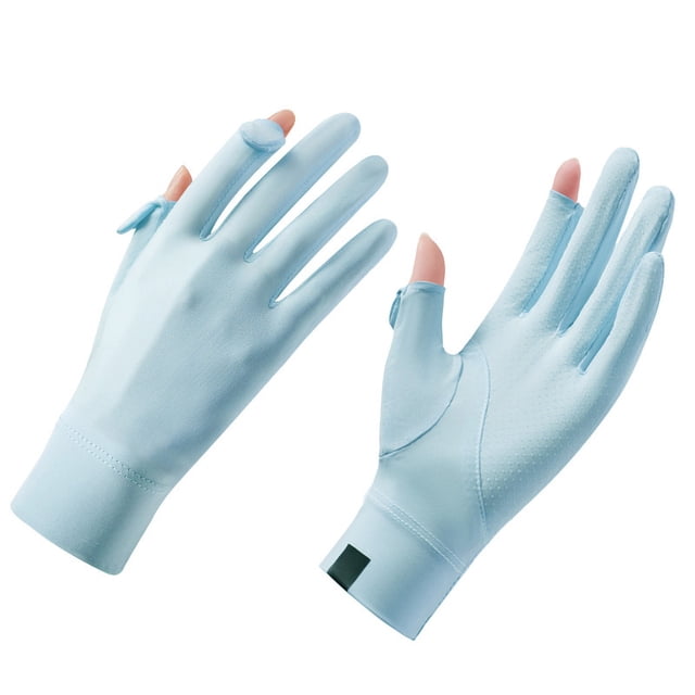 CSChome Gants de Protection Solaire 1 Paire Cyclisme Respirant Extensible Soie Glacée Protection des Mains Antidérapant Doigts Pleins