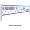 Colormoon Gender Reveal Party Supplies Decorations, Large Baseballs or Bows Banner, Pink & Blue Gender Reveal Party Decorations (9.8 x 1.5 feet)