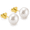 14K Yellow Gold, variant on Kezef 5.5mm Genuine White Freshwater Cultured Pearl Stud Earrings for Women with Rhodium-Plated 925 Sterling Silver Posts