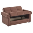 thumbnail image 2 of Ottomanson Convertible Sleeper Loveseat with Hidden Storage, Firm Seating, Brown, 2 of 6