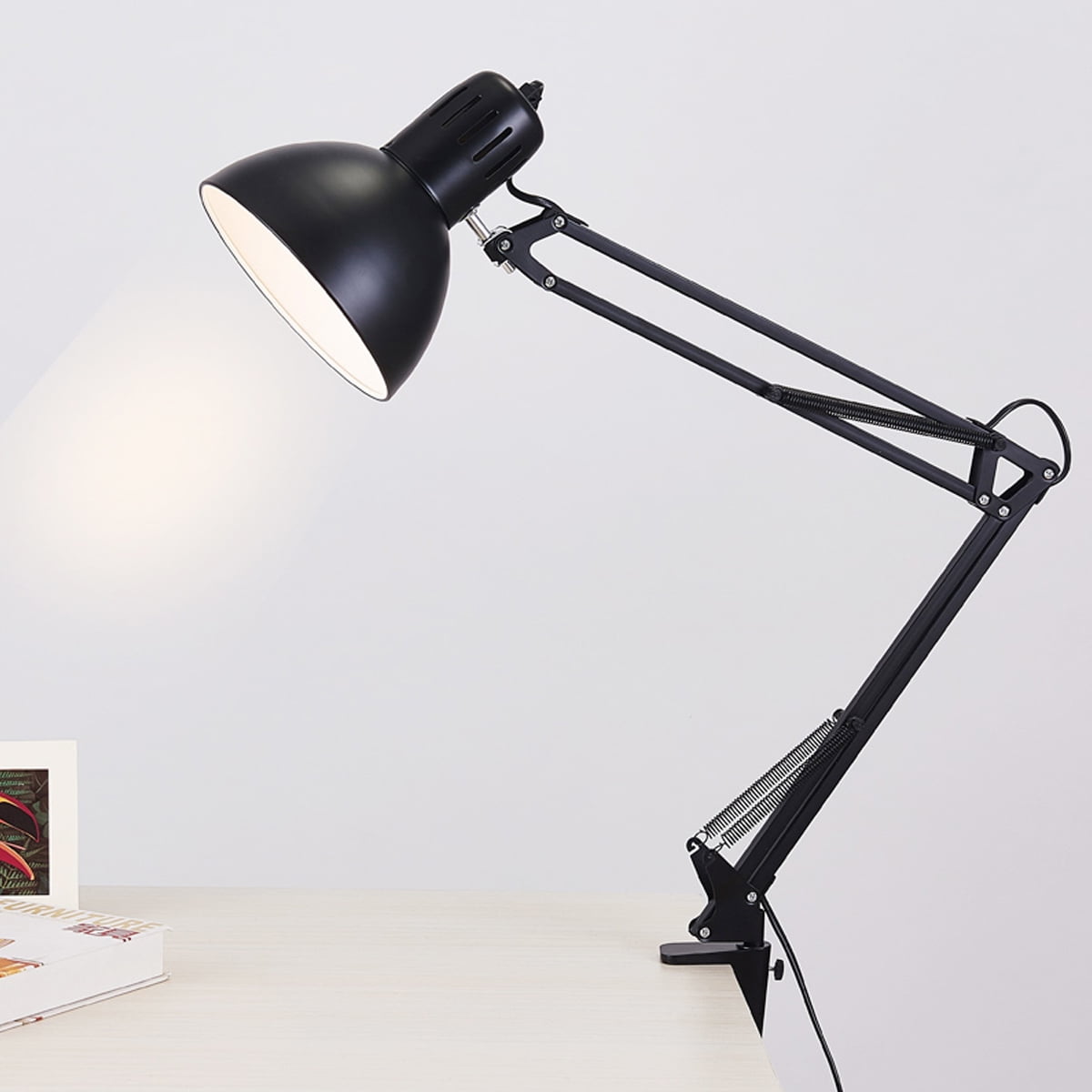Metal Swing Arm Desk Light with Lamp, Classic Architect Clip On Table Lamp, Multi-Joint ...
