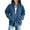Blue, variant on Womens Trucker Jackets, Long Sleeve Zip up Casual Stand-up Collar Fall Outerwear with Pockets White Size 2XL