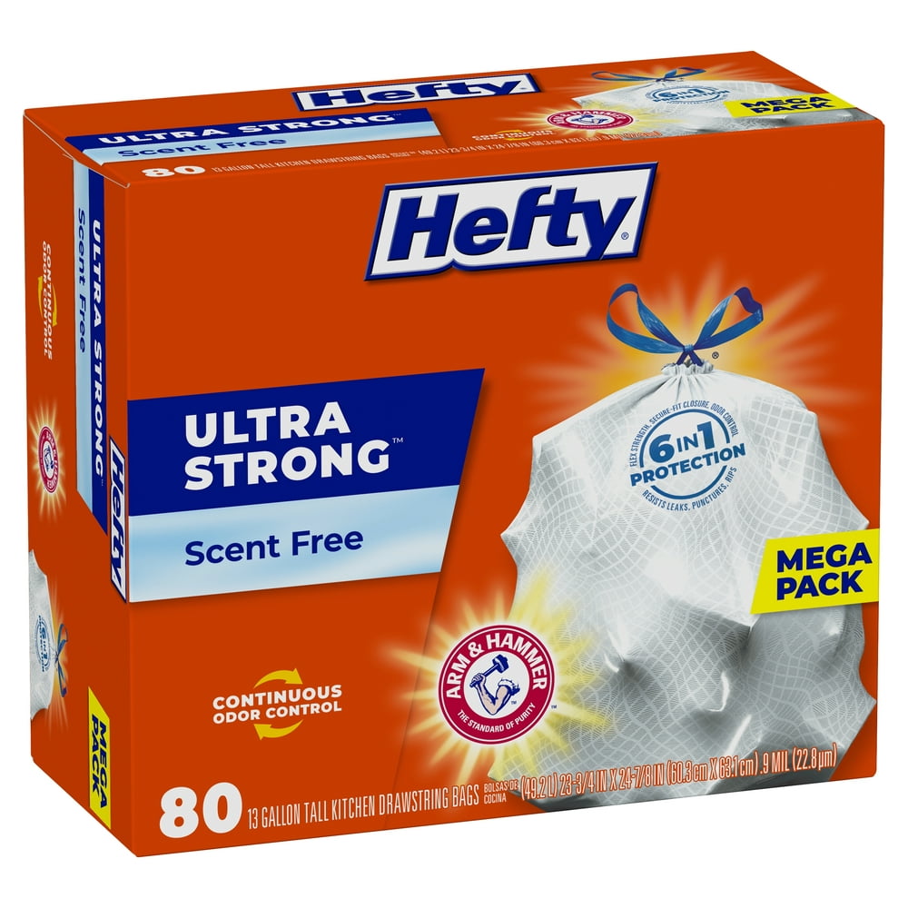Hefty Ultra Strong Scent Free 13 Gallon Trash Bags 