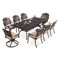 thumbnail image 2 of Magic Union 9 Piece Cast Aluminum Patio Furniture Set Outdoor Dining Set Bistro Furniture Set with 8 Armchairs and Dining Table, 8 Cushions(6 Chairs and 2 Swivel Chairs), 2 of 9