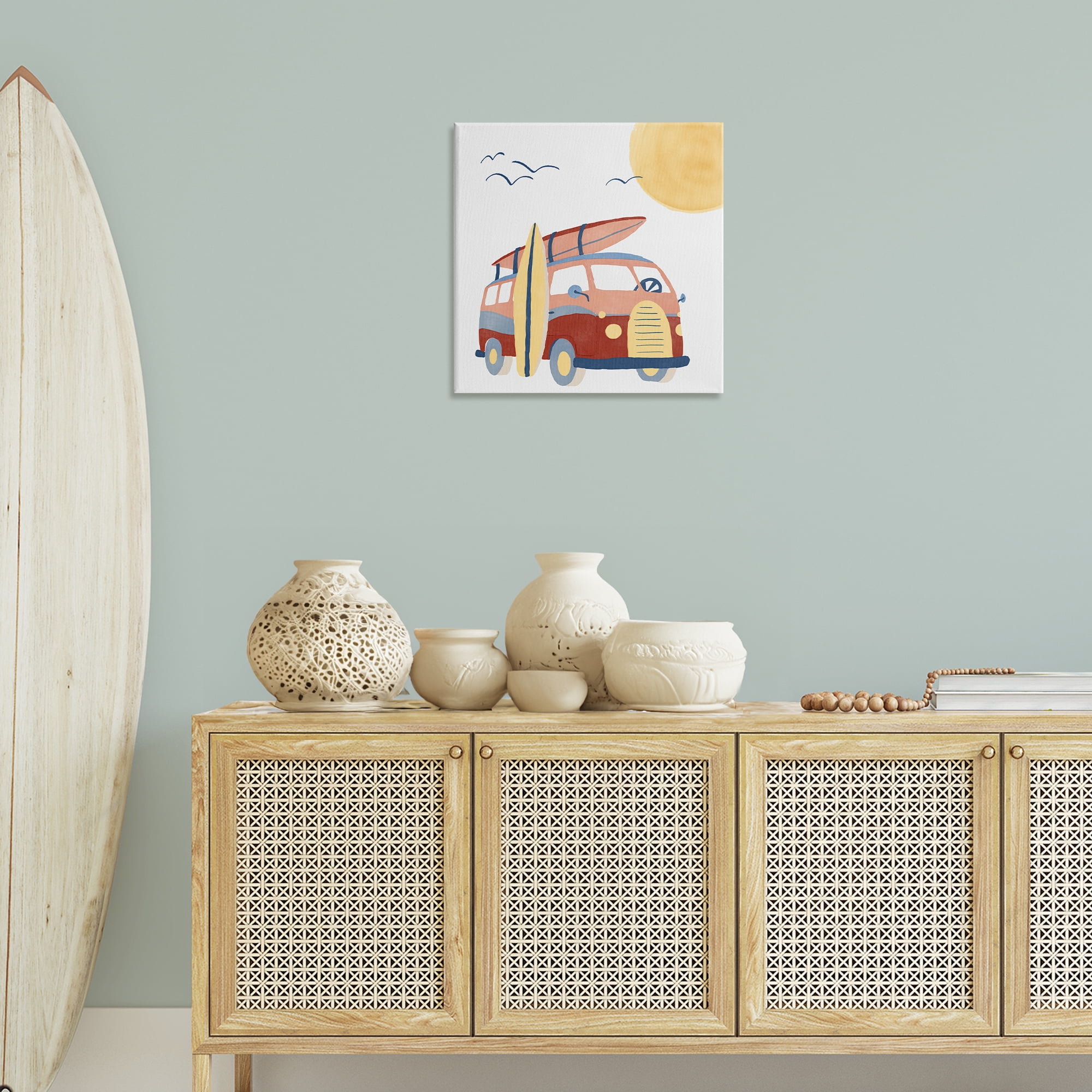 Stupell Industries Summer Surf Bus Transportation Painting Gallery Wrapped Canvas Art Print Wall Art, 24 x 24