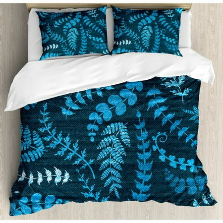 Ambesonne Indigo Dark Green Backdrop Floral Swirl Leaves Branches