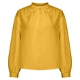 thumbnail image 6 of Odeerbi Chiffon Tunic Tops for Women Loose Solid Color Blouse Classic Button Long Sleeve Shirt Yellow, 6 of 9