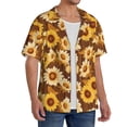 thumbnail image 2 of Pofeuu Brown Wood Grain Sunflower B Print Mens Casual Short Sleeve Shirts Beach Summer Spread Collar Pocket Tops Men's Casual Short-sleeved Shirt-, 2 of 5