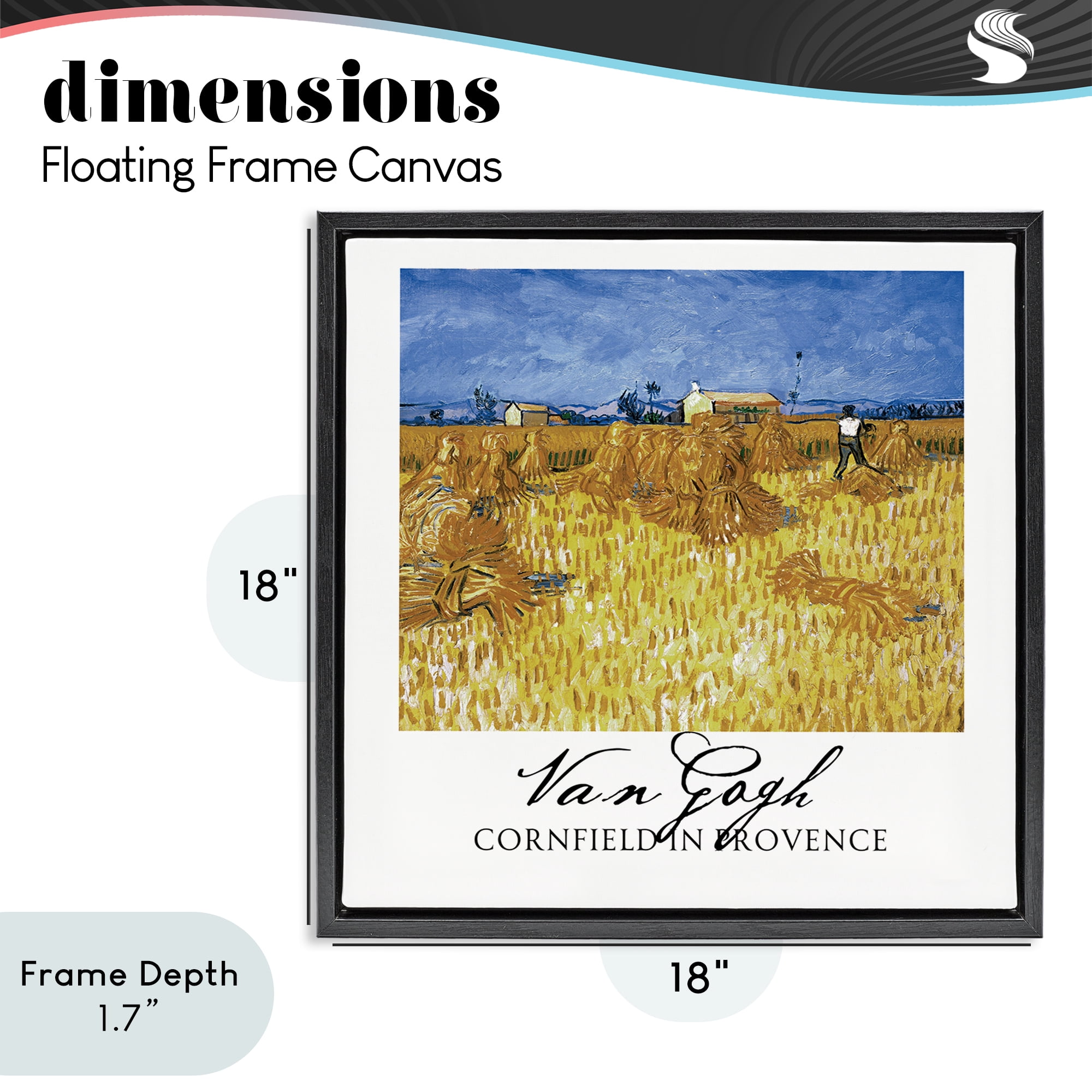 Stupell Industries Van Gogh Cornfield Provence Black Framed Floater Canvas Wall Art, design by Vintage Hustle