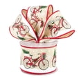 thumbnail image 2 of Christmas Bicycle Wired Edge Ribbon - 2 1/2" x 10 Yards, Red Stitched Edges, White Snowflakes, Gifts, Presents, Scarf, Wreath, Bows, 2 of 3