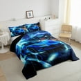 thumbnail image 3 of Blue Racing Car Comforter Set,Extreme Sports Car Fashion Competition Bedding Set Teens,3D Lightning Sky Modern Building Road Trippy Down Comforter,2 Pcs 1 Pillowcase, 3 of 6
