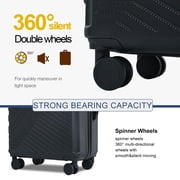 Travelhouse 3 Piece Hardshell Luggage Set Hardside Lightweight Suitcase with TSA Lock Spinner Wheels 20in24in28in.(Black)