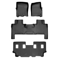 SA0183-B0183-C0185 3 Row Floor Mats Liner Set with 2nd Row Bench Seat or Console for 2011-2017 Ford Expedition, Black