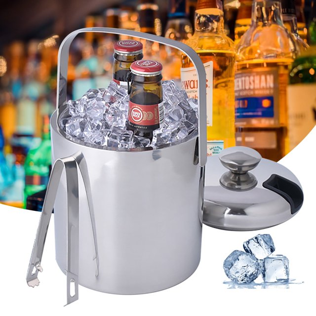 Clearance, 304 Stainless Steel Ice Bucket Double-layer Thickened Cold Champagne Bucket