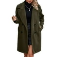 thumbnail image 2 of Women Winter Overcoat, Double Breasted Winter Coat Side Pockets Long Sleeves Pure Color  For Daily Life, 2 of 6