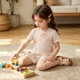 thumbnail image 7 of oelaio Girls Summer Outfits Cute Flower Printed 2 Piece Clothes Short Sleeve T-Shirts and Elastic Waist Shorts Kids Casual Lounge Pajama Sets Beige 2 Years, 7 of 7