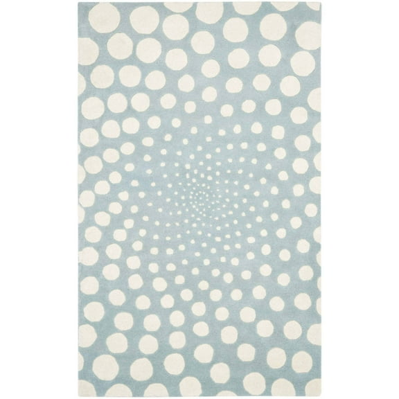 SAFAVIEH Soho Chloe Polka Dots Wool Area Rug, Blue/Ivory, 5' x 8'