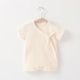 thumbnail image 2 of Fesfesfes Baby Clothes Comfortable ‌Solid Color Button-Up Rompers Cute Sleeveless Side Drawstring Rompers ,Size 0 Month-12 Months, 2 of 3