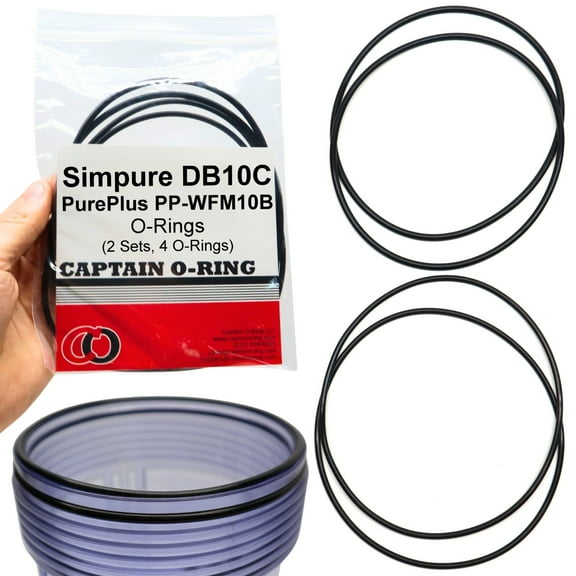 Captain O-Ring  Replacement O-Rings for Simpure DB10C PurePlus PP-WFM10B Filter Housing 2 Sets, 4 O-Rings