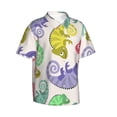 thumbnail image 2 of Bixox Men's Hawaiian Shirts Men's Colorful Pattern With Cute Chameleons Print Short-Sleeve Shirt-Small, 2 of 8