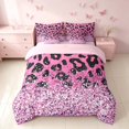 thumbnail image 3 of Homewish Pink Cheetah Print Queen Bedding for Girls, Princess Glitters Printed Bedding Comforter Set Queen, Pink Reversible, 7 Pieces, 3 of 7