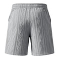 thumbnail image 4 of longantii Mens Waffle Corduroy Shorts Elastic Waist Drawstring Casual Texture Lightweight Short Summer Beach Pants with Pockets Gray M, 4 of 5