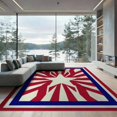 thumbnail image 2 of ODIKA 6'x9' Washable Area Rug Front Patriotic Door Striped Burst Bold Stripe Border Generic for Queen Size Bedroom, Under Bed, Master Suite, Easy Care, Non-Shedding, 2 of 7