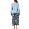 thumbnail image 3 of INSPIRE CHIC Women's 2 Pcs Long Sleeve Top with Floral Capri Pants Lounge Set Sleepwear Pajama Sets XS Light Blue, 3 of 5