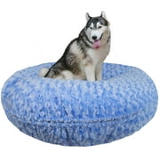 Angle View: Bessie and Barnie Signature Blue Sky Luxury Extra Plush Faux Fur Bagel Pet/ Dog Bed