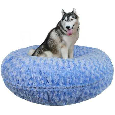 Bessie and Barnie Signature Blue Sky Luxury Extra Plush Faux Fur Bagel Pet/ Dog Bed